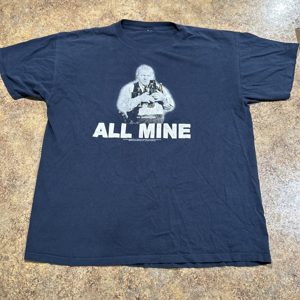 Vintage The Three Stooges T Shirt Size Xl Navy "all Mine" 2004 Promo